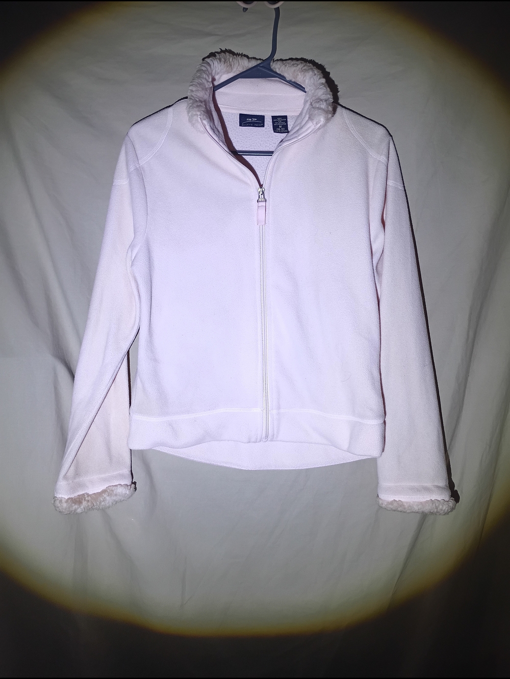 Bailey’s Point Girls Pink Fleece Zip Up Jacket Faux Fur Trim Size M 10-12